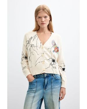 Desigual Floral Printed Sweater, Cotton - White