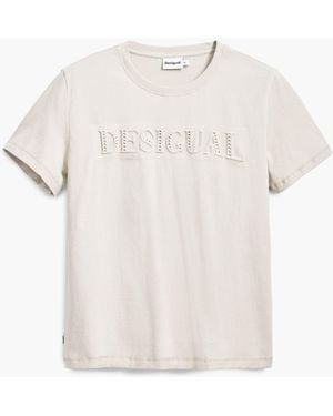 Desigual Studded Logo T-Shirt, Cotton - Blue