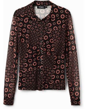 Desigual Patchwork Gathered T-Shirt - Brown
