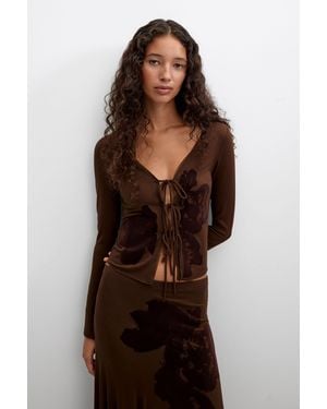 Desigual Flocked Bow T-Shirt, Viscose - Brown
