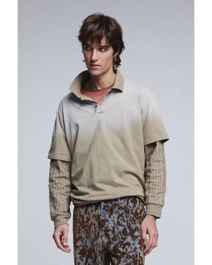 Desigual Double Long-Sleeve Polo Shirt - Grey