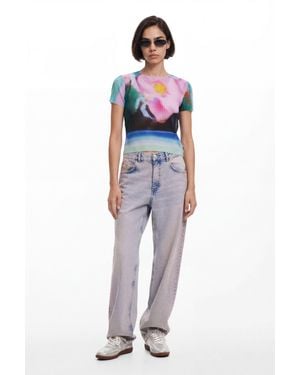 Desigual Faded Landscape T-Shirt, Polyester - Grey