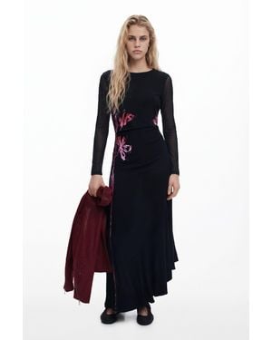 Desigual Asymmetric Lily Long Dress, Viscose - Blue