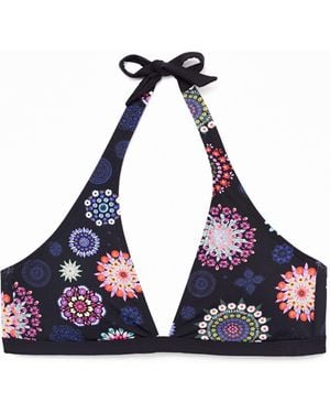 Desigual Top De Bikini Halter Estampado Mandalas - Azul