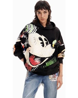 Desigual Oversize Mickey Mouse Hoodie, Cotton - Grey
