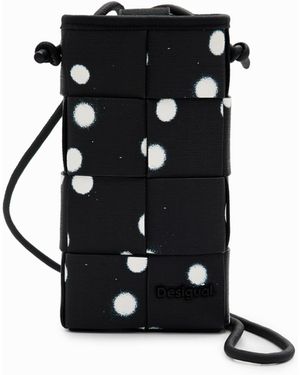 Desigual L Woven Droplets Phone Pouch, Polyurethane - Black