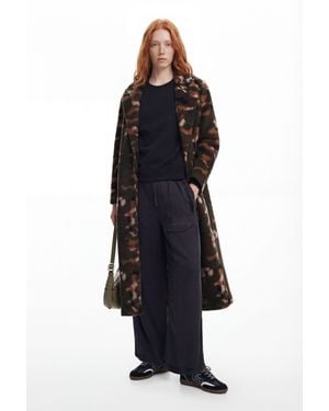 Desigual Printed Long Coat - Black