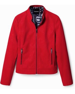 Desigual Suede-Effect Biker Jacket, Polyurethane - Red