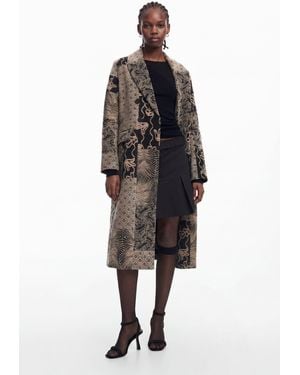 Desigual Long Patch Coat, Polyester - Black