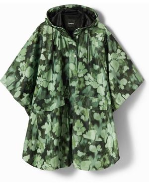 Desigual Hooded Camo Raincoat, Polyester - Green
