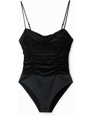 Desigual Träger-Body Samtausbrenner, Schwarz