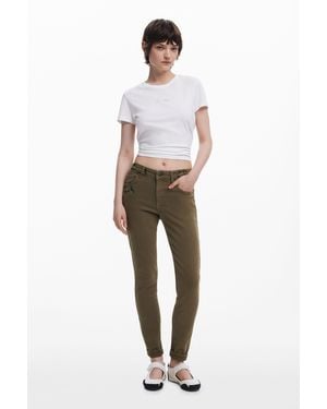 Desigual Embroidered Skinny Jeans Waist - Green