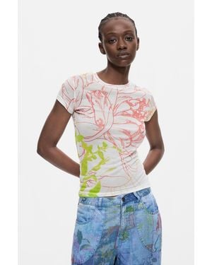 Desigual Printed Knit T-Shirt, Modal - White