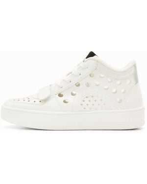 Desigual High-Top Hole Sneakers, Polyurethane - White
