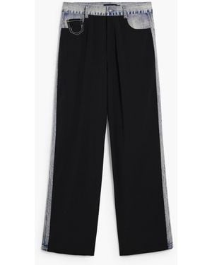 Desigual Straight Bimaterial Trousers - Black