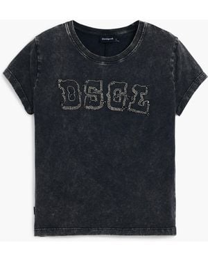 Desigual Shirt With Studded Logo, Cotton - Black