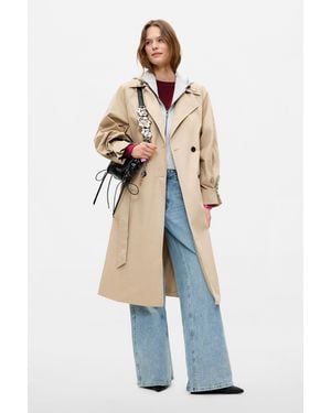 Desigual Removable Trench Coat, Cotton - Blue