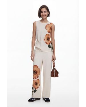 Desigual Floral Trousers - White