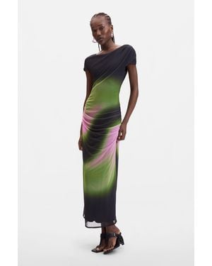 Desigual Kleid Aus Abgestuftem Tüll, Polyester, Schwarz