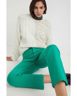 Desigual Flared Ankle Grazer Trousers, Cotton - Green
