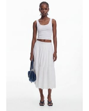 Desigual Long Embroidered Skirt, Cotton - White