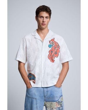 Desigual Short-Sleeve Printed Shirt, Cotton - White
