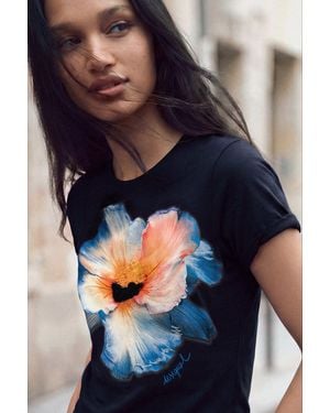 Desigual Big Flower T-Shirt, Cotton - Blue