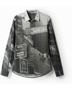Desigual Poplin Nyc Shirt, Cotton - Black
