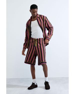 Desigual Bermuda Punto Rayas, Hombre, Rojo