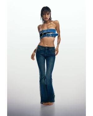 Desigual Frayed Flare Jeans - Blue