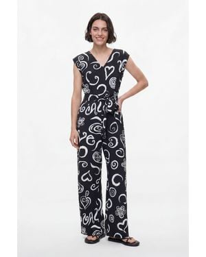 Desigual Printed Letter Jumpsuit - White