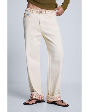 Desigual Paisley Pants 100% Cotton, Cotton - Natural