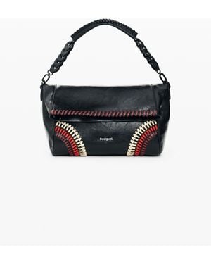 Desigual Bolso Efecto Piel Mediano, Mujer, Poliuretano, Negro