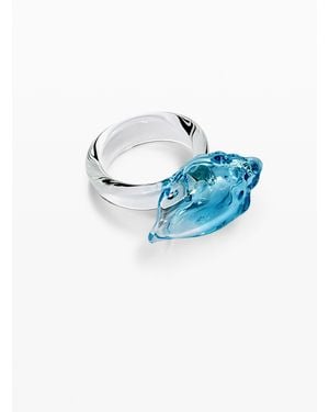 Desigual Anillo Caracola Cristal Zalio, Vidrio, Negro - Azul