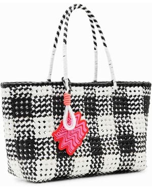 Desigual Xl Woven Tote Bag, Polyethylene - White