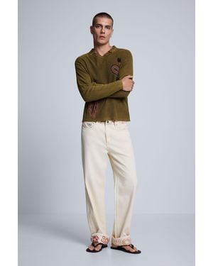 Desigual Paisley Pants 100% Cotton, Cotton - Natural