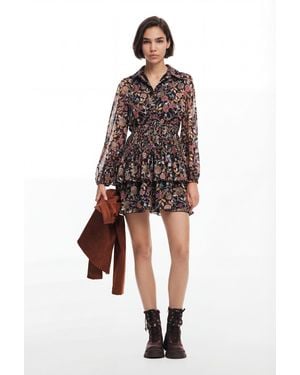Desigual Short Floral Dress, Polyester - Red