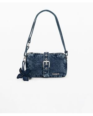 Desigual Medium Denim Floral Crossbody Wallet - Blue