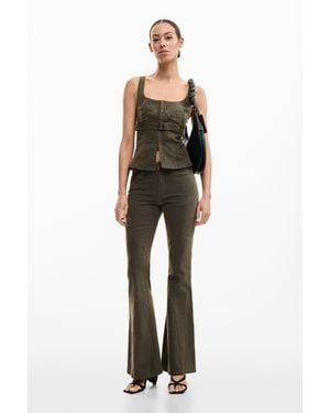 Desigual Flare Pants, Cotton - Brown