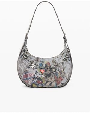 Desigual Mittelgroße Denim-Tasche Disney, Damen, Schwarz - Weiß
