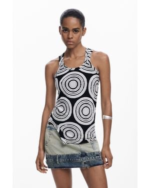 Desigual Sleeveless Spiral T-Shirt - White