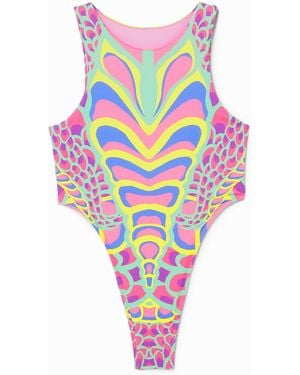 Desigual Body Corte Alto, Poliester, Rojo - Blanco