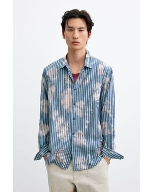Desigual Tie-Dye Striped Shirt, Cotton - Blue
