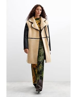 Desigual Combined Pocket Coat, Polyester - Natural