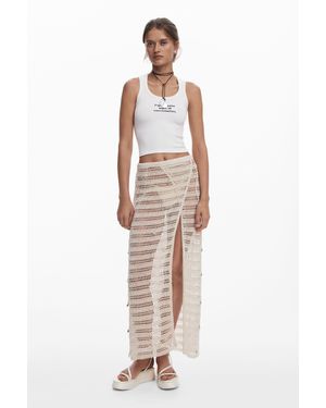 Desigual Wickelkleid Mit Durchbrochenen Applikationen - Weiß