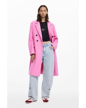 Desigual Double-Breasted Coat With Buttons - Pink