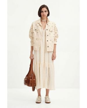 Desigual Long Embroidered Dress - Natural