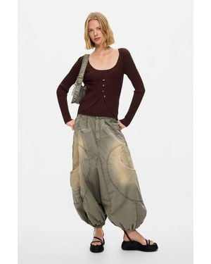 Desigual Fluid Cargo Pants, Cotton - Green