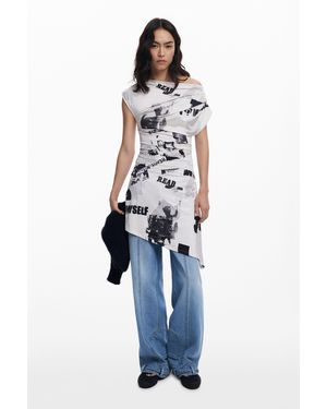 Desigual 2-In-1 Newspaper Dress - Blue