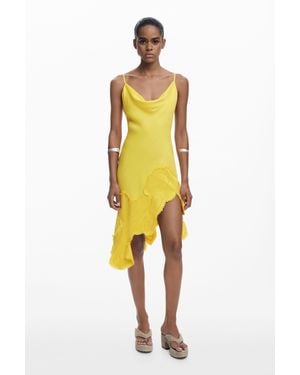 Desigual Asymmetric Slip Dress - Yellow